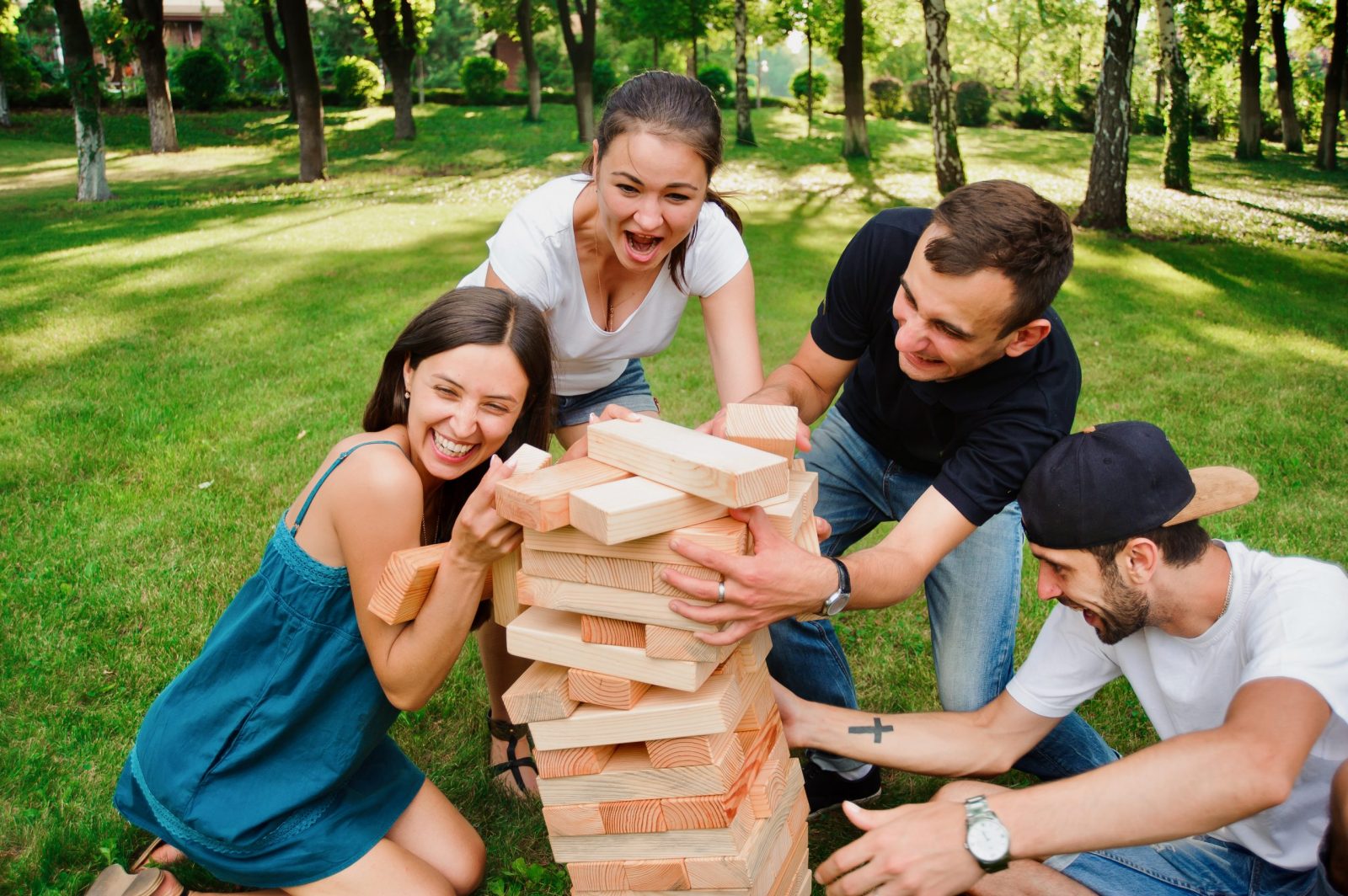 Friends,Playing,Board,Game,Outdoors.